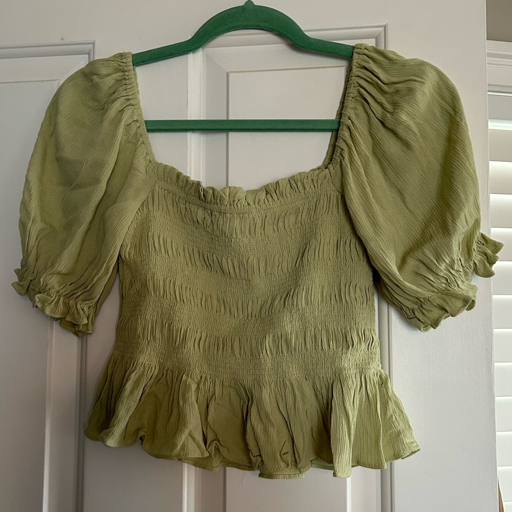 Green Puff Sleeve Top